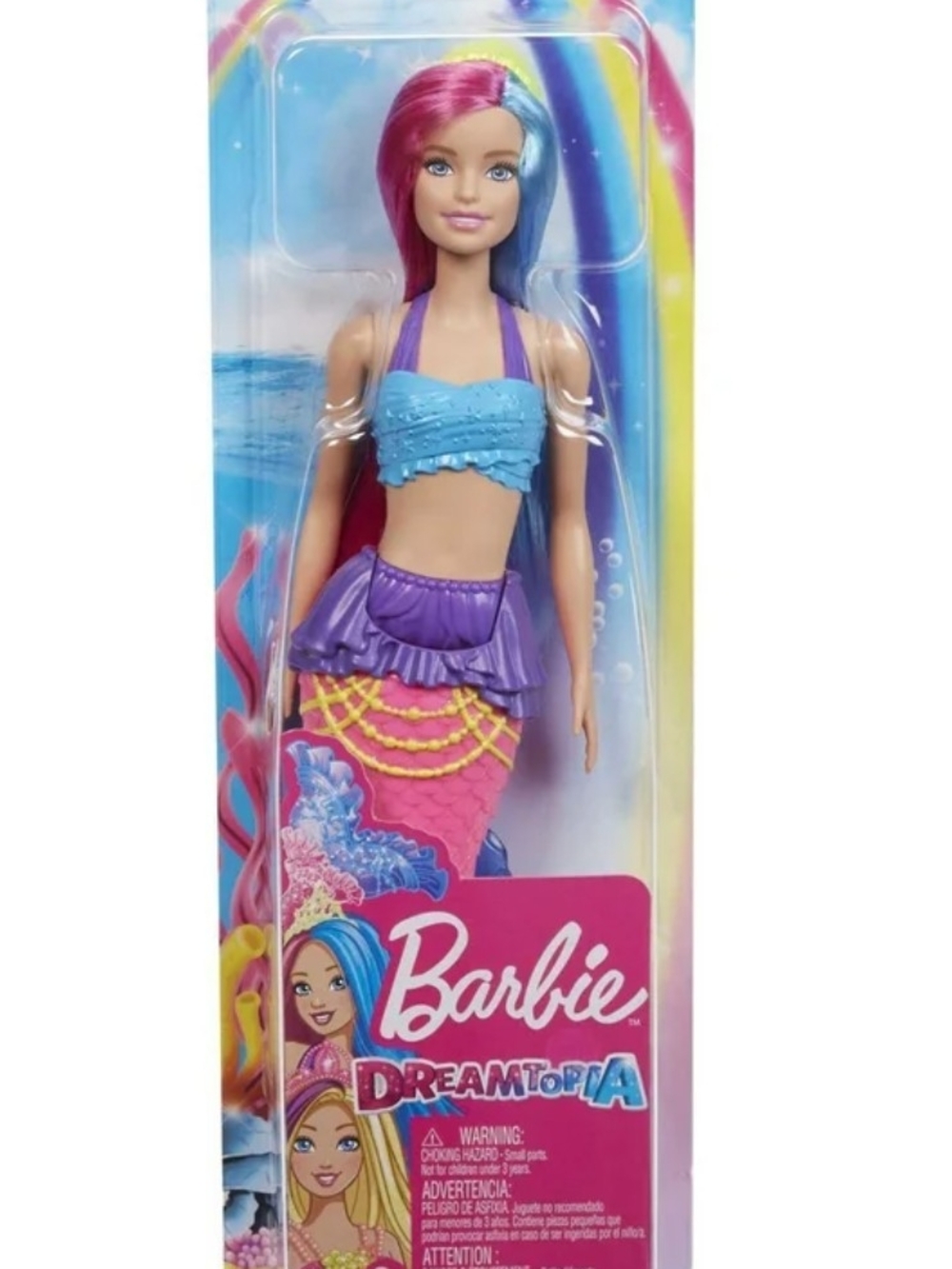 Barbie Mermaid Doll with Pink & Blue Hair and Purple And Pink Tail